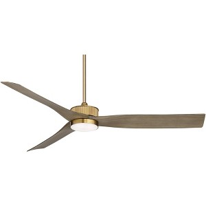 60" Casa Vieja Montage Modern Indoor Outdoor Ceiling Fan with Dimmable LED Light Remote Control Warm Brass Light Wood Damp Rated for Patio Exterior - 1 of 4