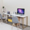 Costway 87'' Two Person Computer Desk Adjustable L-Shaped Office Desk w/Shelves & Drawers - 2 of 4