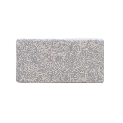 Coastal Charm Stone Gray Storage Ottoman with Seashell Pattern