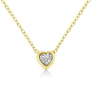 10K Yellow Gold Plated Silver Diamond Pendant Necklace - 1 of 4