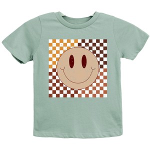 The Juniper Shop Fall Checkered Smiley Kids Short Sleeve Tee - 1 of 4