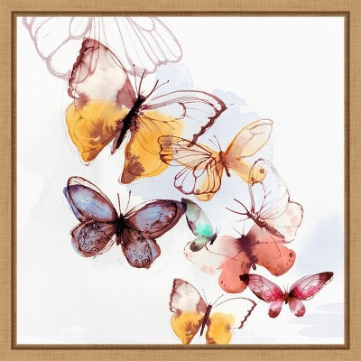 Amanti Art Butterfly Fly Away I by PI Gallerie Canvas Wall Art Print Framed 16 x 16-in.