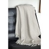 70" X 55" Pink And White Cotton Blend Woven Herringbone Plush Throw Blanket with Tassels - 2 of 4