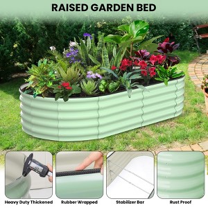 Outdoor Planter Raised Boxes for Vegetables,Flowers，2 Pcs Oval Raised Garden Bed,Galvanized Raised Beds,Open-Ended Base Metal Raised Planter Beds - 1 of 4