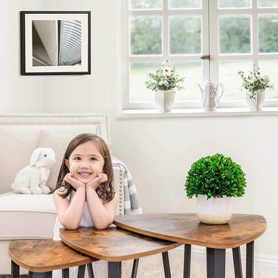 Industrial Nesting Coffee Table Set with Particleboard and Steel Frame, Vintage Black