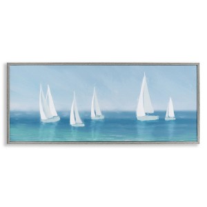 Stupell Industries White Sail Boats Across Coast, 30" x 13" - 1 of 4