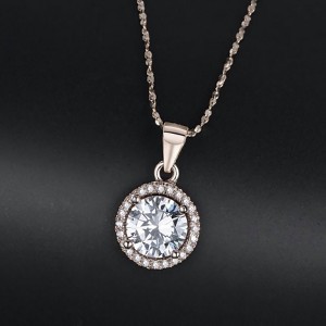 Jenny Pendant Necklace Halo Round Cz Gold Plated Ginger Lyne Collection - 1 of 4