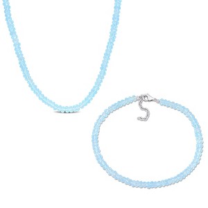 EVERLY JEWELRY | Silver Gemstone Necklace and Bracelet Set, 19 in + 8.25 in- Multiple Gemstone & Metal Color Options - 1 of 4