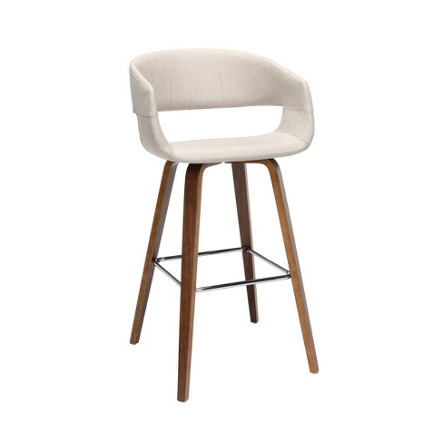 Set Of 2 26 Low Back Bentwood Frame, Fabric Swivel Bar Stools With Back Support