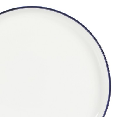Oslo White Porcelain Dinnerware Set with Blue Rim, Service for 4