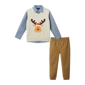 Andy & Evan  Toddler  Winter Moose Sweater Vest Set - 1 of 4