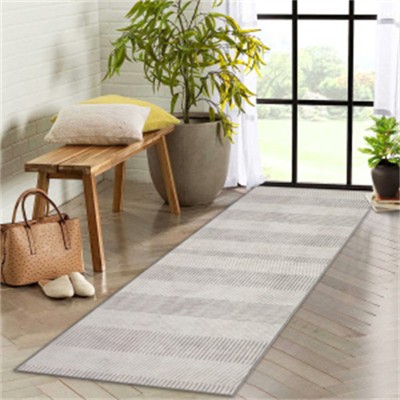 Fulvari Modern Easy Area Rug Machine Washable Non-Slip Low Pile Stripe Pattern Rug for Living Room Bedroom Entryway