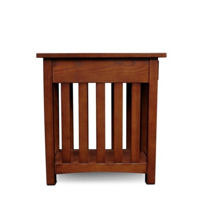 Medium Oak Mission End Table with Drawer and Shelf