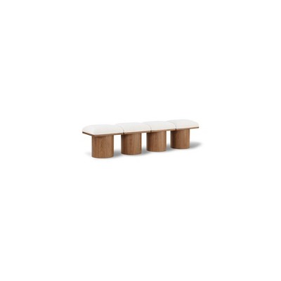 Meridian Furniture,Pavilion Cream Boucle Fabric Bench