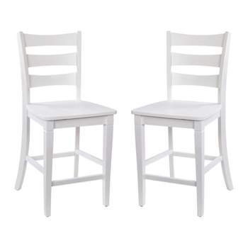 Flash Furniture Liesel Set of 2 Commercial Grade Wooden Classic Ladderback Counter Height Barstool with Solid Wood Seat