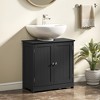 kleankin Vanity Base Cabinet, Under-Sink Bathroom Cabinet Storage with U-Shape Cut-Out and Adjustable Shelf, Black - 3 of 4