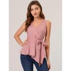 Allegra K Women's Sleeveless V Neck Tie Waist Asymmetric Hem Wrap Peplump Tops - 3 of 4