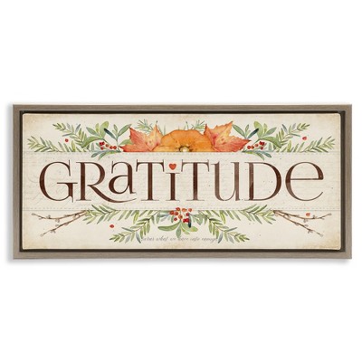 Stupell Industries Seasonal Gratitude Floral Leaves, 25" x 11"