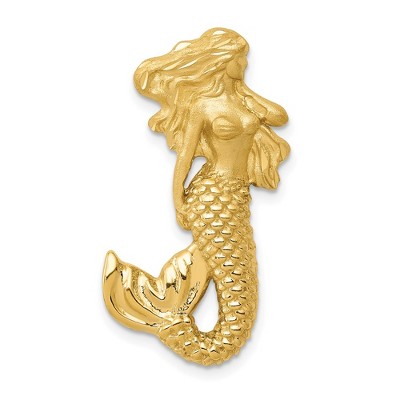 Black Bow Jewelry 14k Yellow Gold Mermaid Slide Pendant, 17 x 28mm