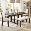 Dining Chairs Upholstered Chairs Upholstered Bench with Padded Seat & Solid Wood Leg, Mid-Century Modern-Modernluxe - 2 of 4