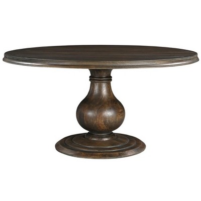 HomeRoots 60" Brown Solid Wood Pedestal Base Round Top Dining Table