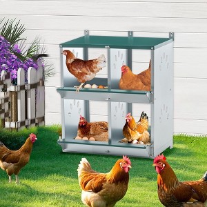 Kumasinova 3/6/8/4-Bay Metal Chicken Nesting Box( with Legs),Galvanized Steel Laying Box for Hens,Poultry Supplies with Egg Protection,Green - 1 of 4