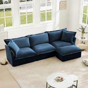 Oversized 120" Chenille Slipcovered L-Shaped Modular Sectional Sofa with French Edges and Removable Covers, 4-Piece Free combination - 1 of 4