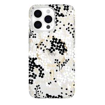 Kate Spade New York Apple iPhone 15 Plus/iPhone 14 Plus Protective Case  with MagSafe - Black & White Floral with Gems