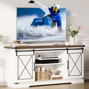 Farmhouse TV Stand for TV up to 65 in and Entertainment Center with Sliding Barn Doors and Adjustable Shelf,Media Console Table with Storage Cabinet - 1 of 4