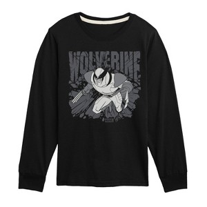 Boys' - Marvel - Wolverine Gray Toned Comic Long Sleeve Graphic T-Shirt - 1 of 4