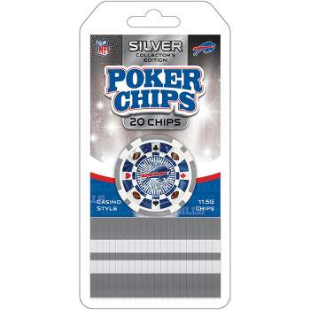 MasterPieces Casino Style 20 Piece 11.5 Gram Poker Chip Set NFL Buffalo Bills Silver Edition