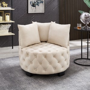 Lyngins Modern Upholstered Tufted Leisure Chair Stool with Pillows,Small Accent Chair for Living Room,Bedroom,Office - 1 of 4