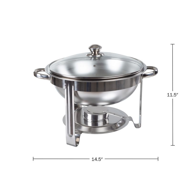 Great Northern Popcorn Chafing Dish 5 Quart Stainless Steel Round Buffet Set – Includes Water Pan, Food Pan, Fuel Holder, Cover, and Stand, 2 of 13