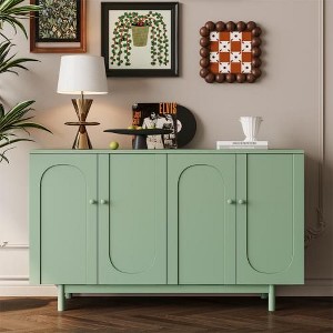 Modern Sideboard Decorative Storage Cabinet, CENGHU Wooden Conle Table Coffee Bar Cabinet with 4-Door Intaglio for Living Room, Kitchen, Bedroom - 1 of 4