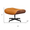HomeRoots 28" Orange and Light Brown Tufted Genuine Leather Lounge Chair With Ottoman - 3 of 4
