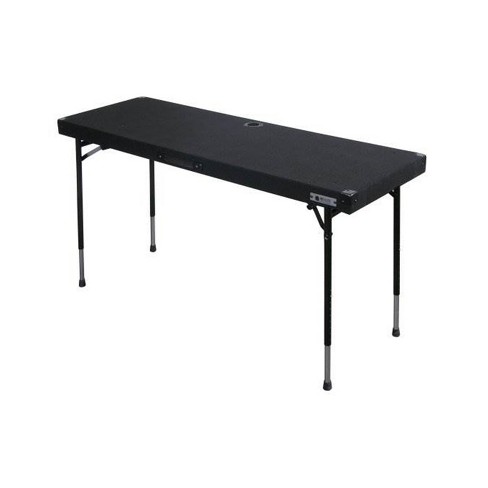 Odyssey 60 Wide X 20 Deep Multipurpose Foldable Work Surface Carpeted Dj  Table With Height Adjusting Legs, Cable Port Hole, And Handle, Black :  Target