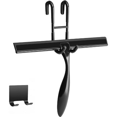 12-Inch Shower Squeegee Set, Includes Shower Door Hook and Adhesive Hook for Mirrors, Windows, and Glass Doors