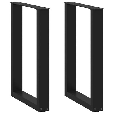 vidaXL coffee table legs - u-shaped/black steel/adjustable height/sturdy square design