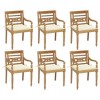 vidaXL 6X Batavia Chairs with Cushions - Solid Teak Wood Seats for Patio/Garden/Dining – Retro Elegance, Weather Resistant, Cream Cushions Incl. - 2 of 4