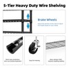 YONWAY Steel Storage Shelving 5-Tier Utility Shelving Unit With Wheels Height Adjustable Easy To Assemble For Home,Office 17.7" D x 47.2" W x 72.3" H - 4 of 4