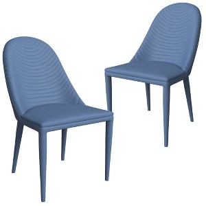 LeisureMod Dining Chair Upholstered in Leather with Metal Legs Set of 2 Seville Collection - 1 of 4