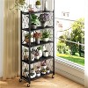 SKONYON 5-Tier Foldable Storage Shelves Adjustable Organizer Rack with Wheels - 4 of 4