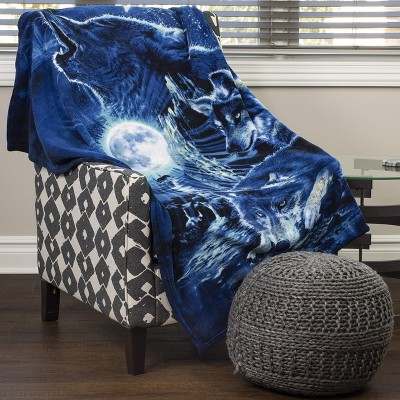 King Size Wolves Howling at the Moon Fleece Blanket