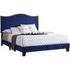 Kings Brand Furniture Clarno Blue Velvet Nailhead Trim Upholstered Bed - 2 of 4