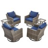 Buenhomino Patio Furniture Set with Thick Cushion, Outdoor High Back Swivel Rocker Patio Chairs, 6PCS Wicker Conversation Set for Deck - 2 of 4