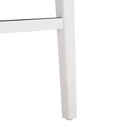 White and Natural Wood Cane Counter Stool with Cushion