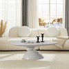 Racxily 47.27" Lucky Stone Oval Coffee Table, Modern Fiberglass Center Table with Sculptural Base, White/Black/Grey - 3 of 4