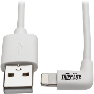 Tripp Lite Lightning to USB Sync Charge CAble Right-Angle for iPhones iPads Apple White 6ft 6' - Lightning/USB for iPod, iPad, iPhone, Wall Charger