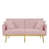 Velvet Futon Sofa Bed, Convertible Sofa Bed With Adjustable Backrest, Loveseat Sleeper Bed With 6 Metal Legs, Modern Futon Couch For Living Room - 3 of 4