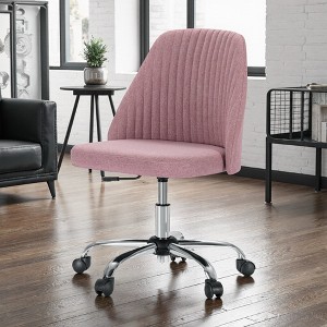 FONTOI Task and Office Chairs, Office Chair with Cross-Leg and Adjustable Height, Armless Swivel for Home Office, Pink, 20.4"*22.8"*29.3" - 1 of 4